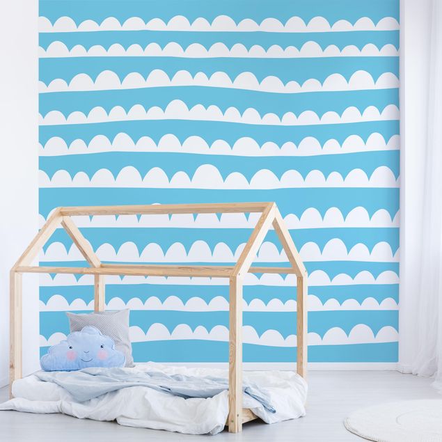 Babyzimmer Deko Gezeichnete Weiße Wolkenbänder im Blauen Himmel