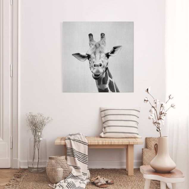 Giraffe Leinwandbild Giraffe Gundel Schwarz Weiß