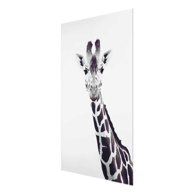 Wandbilder Schwarz-Weiß Giraffen Portrait in Schwarz-weiß