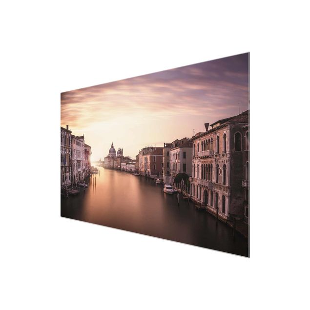 Glas Wandbilder Abendstimmung in Venedig