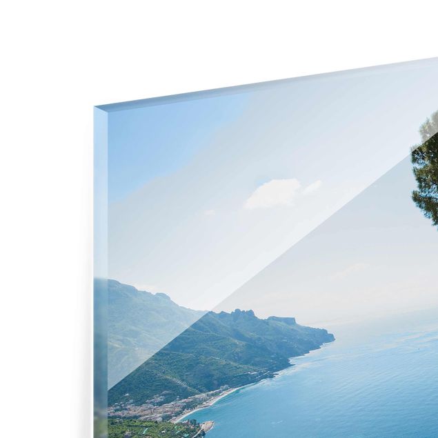 Glasbilder Landschaften Ausblick vom Garten aufs Meer