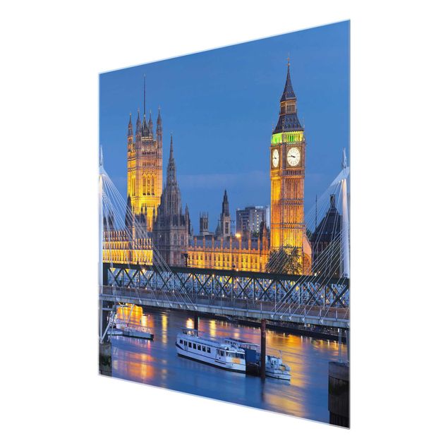 Wandbilder Modern Big Ben und Westminster Palace in London bei Nacht