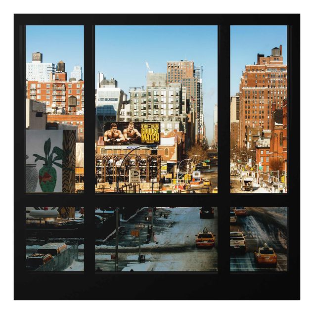 Wandbilder Architektur & Skyline Blick aus Fenster auf Straße in New York