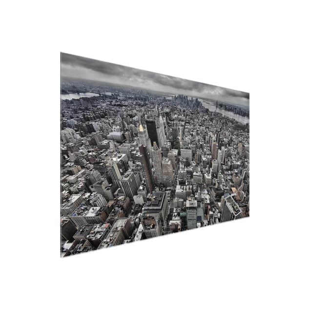 schwarz weiß Glasbilder Blick über Manhattan
