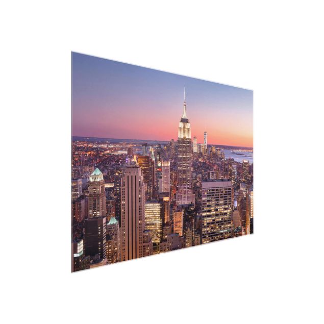 Glasbilder Sonnenuntergänge Sonnenuntergang Manhattan New York City