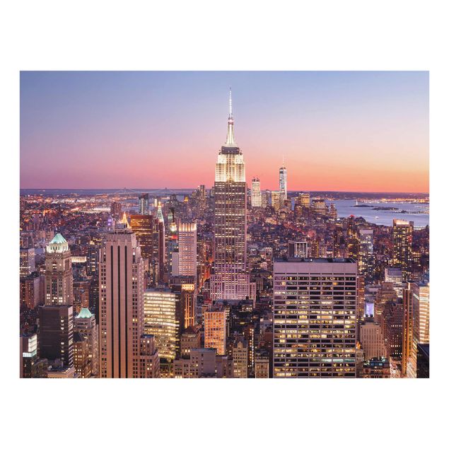 Glasbilder Städte Sonnenuntergang Manhattan New York City