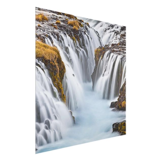 Glasbilder Landschaften Brúarfoss Wasserfall in Island
