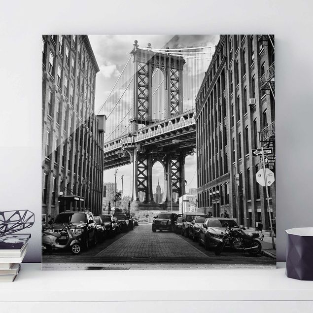 New York Glasbild Manhattan Bridge in America