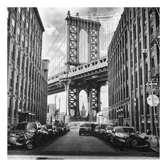 Glasbild Stadt Manhattan Bridge in America
