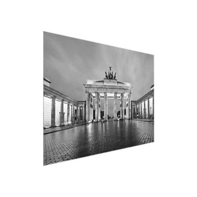 Glasbilder Paris Erleuchtetes Brandenburger Tor II