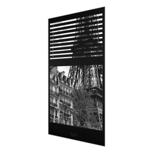 Wandbilder Architektur & Skyline Fensterausblick Paris - Nahe am Eiffelturm schwarz weiss