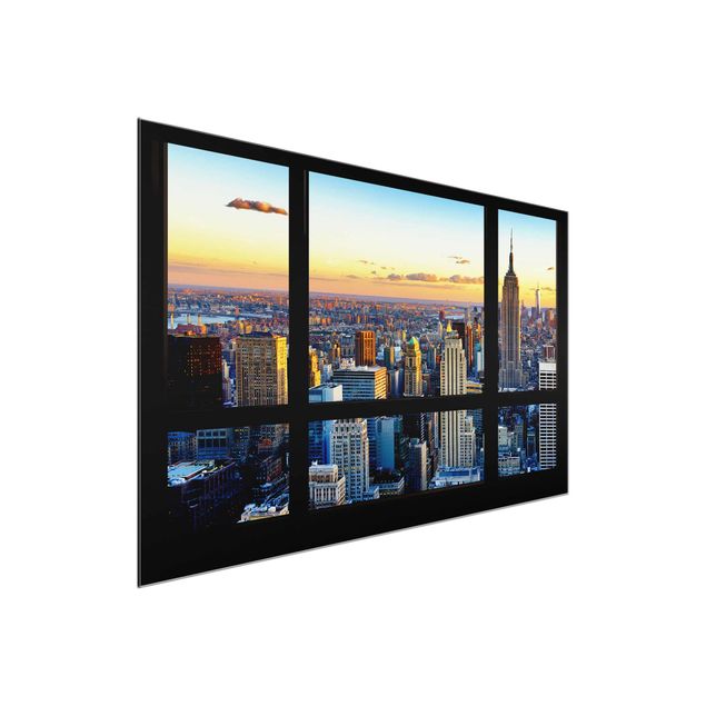 Wandbilder 3D Fensterausblick - Sonnenaufgang New York