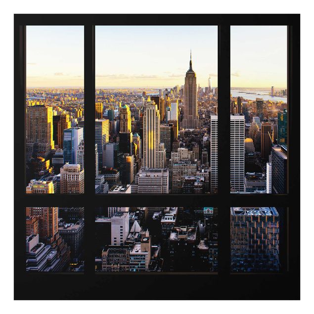 Wandbilder Architektur & Skyline Fensterblick am Abend über New York