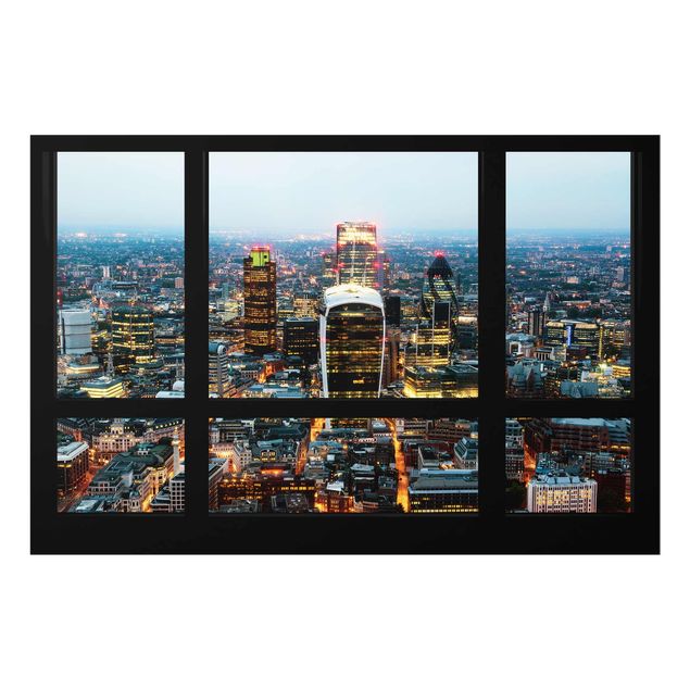 Wandbilder Architektur & Skyline Fensterblick auf beleuchtete Skyline von London