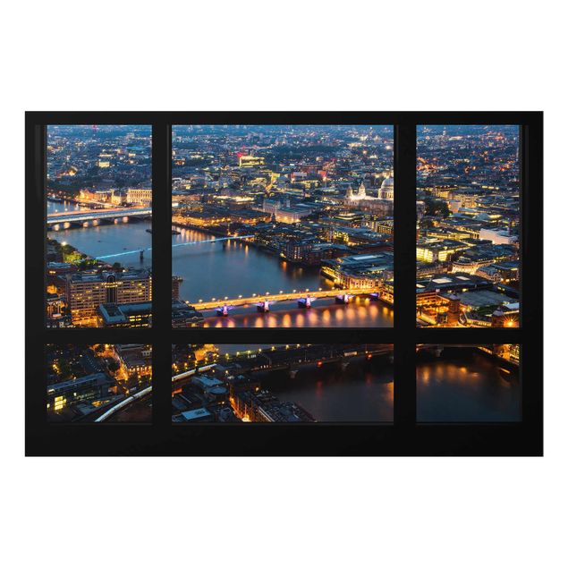 Wandbilder Architektur & Skyline Fensterblick auf Londons Skyline mit Brücken