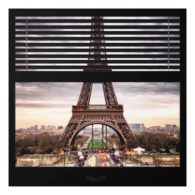 Wandbilder Architektur & Skyline Fensterblick Jalousie - Eiffelturm Paris