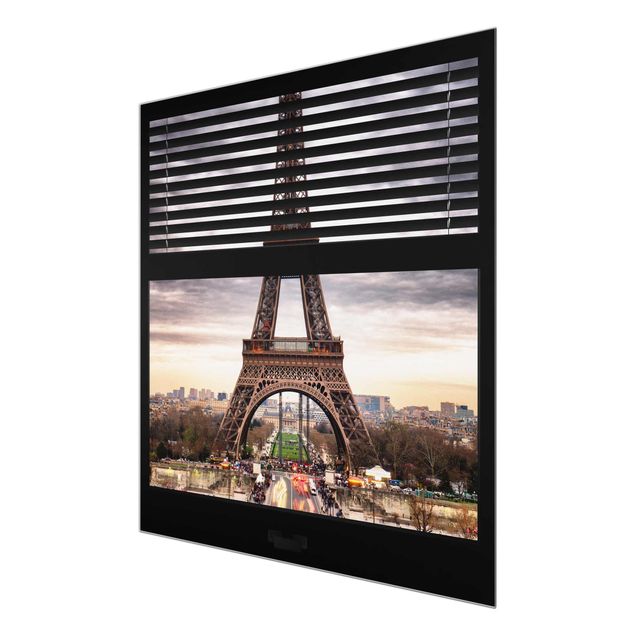 Wandbilder Modern Fensterblick Jalousie - Eiffelturm Paris