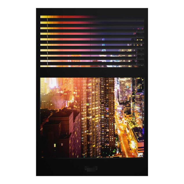 Wandbilder Architektur & Skyline Fensterblick Jalousie - Manhattan bei Nacht