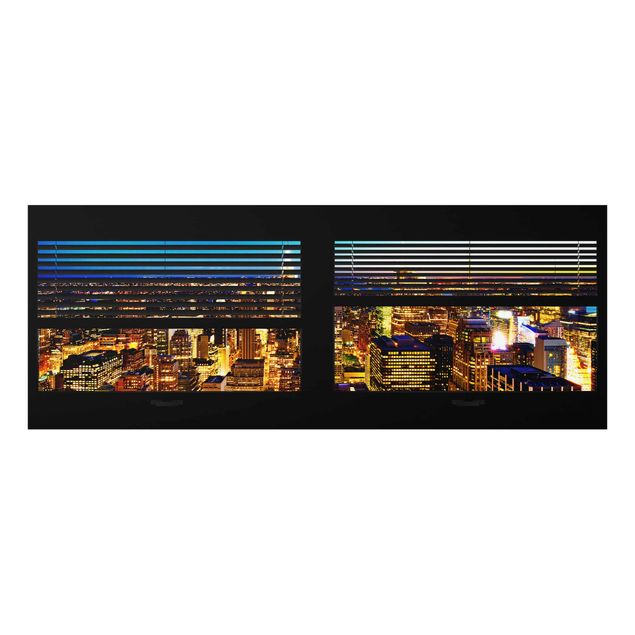 Wandbilder Architektur & Skyline Fensterblick Jalousie - New York bei Nacht