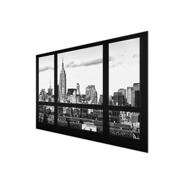 Wandbilder Architektur & Skyline Fensterblick New York Skyline schwarz weiss