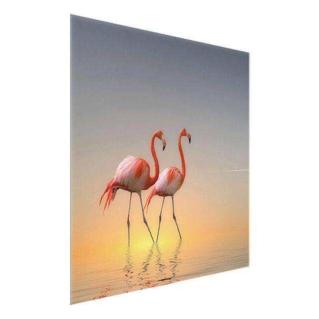 Wandbilder Meer Flamingo Love