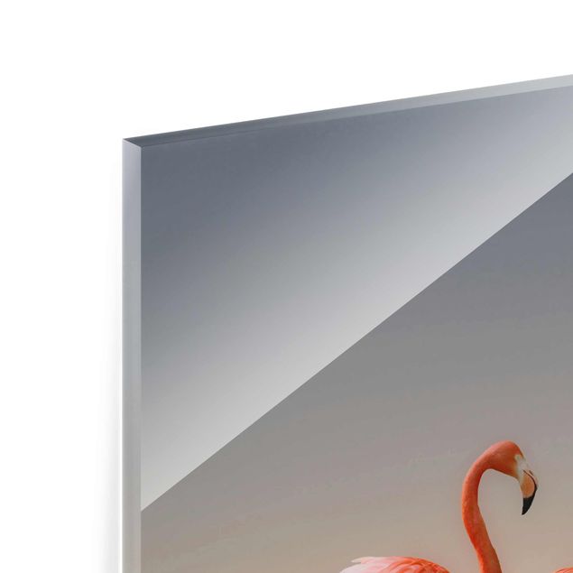 Glasbilder Tiere Flamingo Love