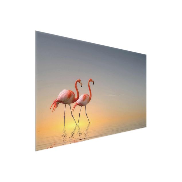 Wandbilder Meer Flamingo Love