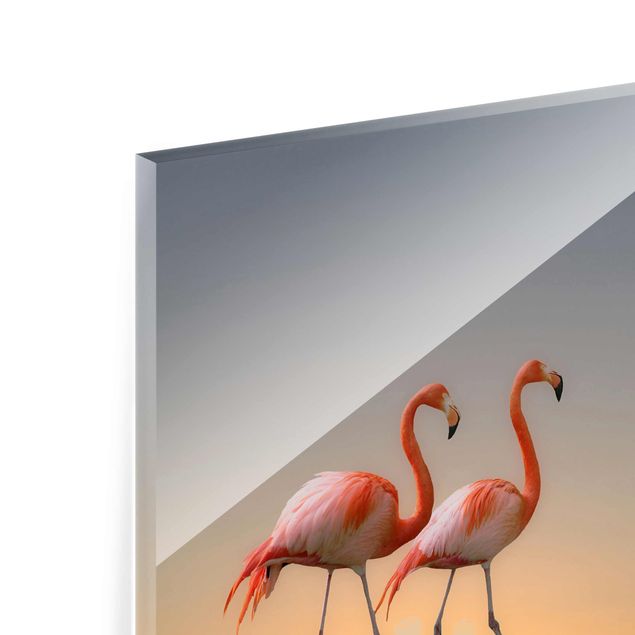 Glasbilder Tiere Flamingo Love