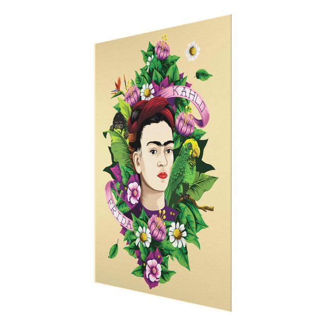 Wandbilder Frida Kahlo - Frida, Äffchen und Papagei