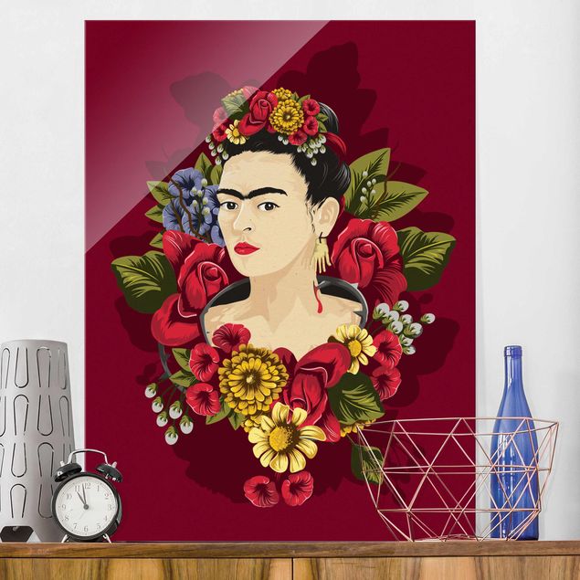 Glasbilder Rosen Frida Kahlo - Rosen