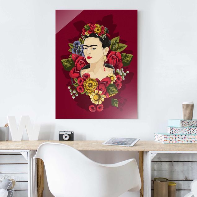 Glasbilder Blumen Motive Frida Kahlo - Rosen