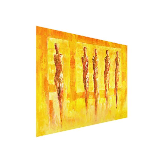 Wandbilder Abstrakt Petra Schüßler - Fünf Figuren in Gelb