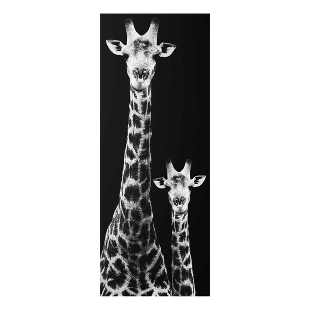 Wandbilder Afrika Giraffen Duo schwarz-weiss