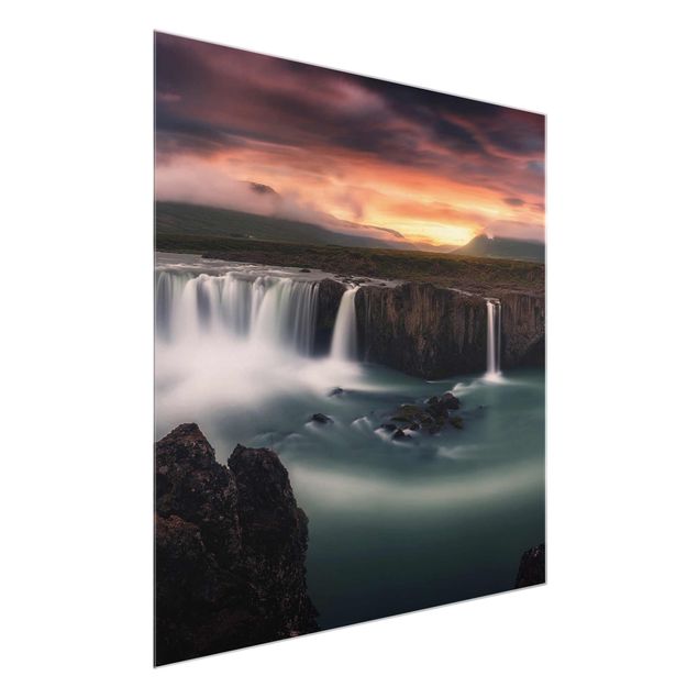 Glasbilder Natur Goðafoss Wasserfall in Island