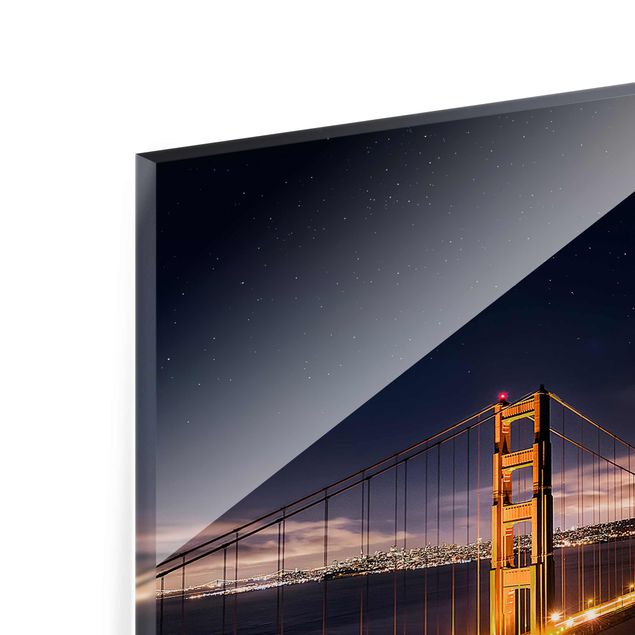 Glas Wandbilder Golden Gate to Stars