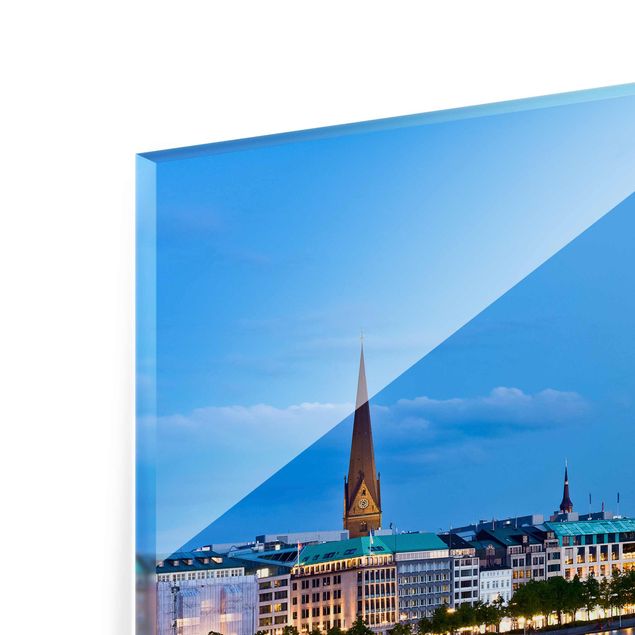 Glasbild - Hamburg Skyline - Quer 4:3