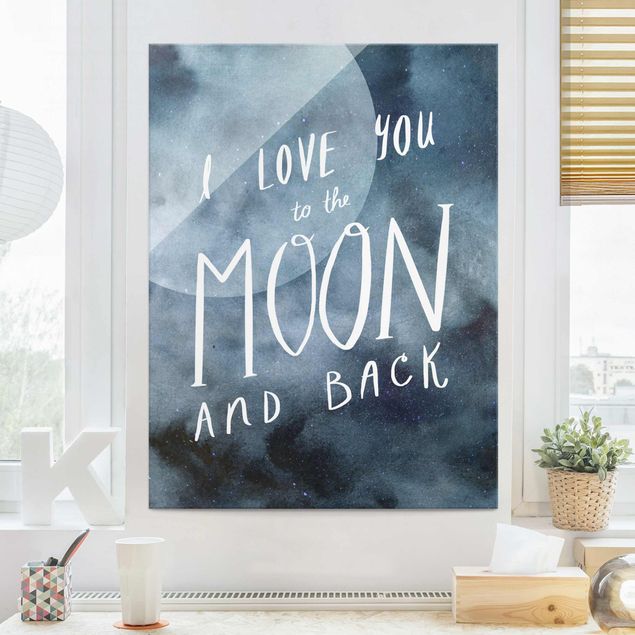 Glasbild mit Spruch Himmlische Liebe - Mond