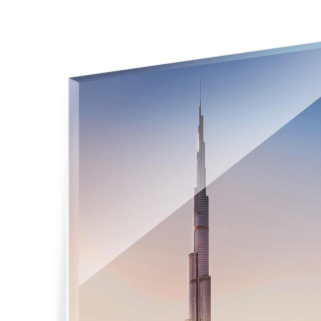 Glas Wandbilder Himmlische Skyline von Dubai