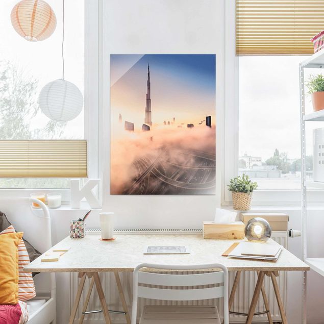 Glasbilder Städte Himmlische Skyline von Dubai