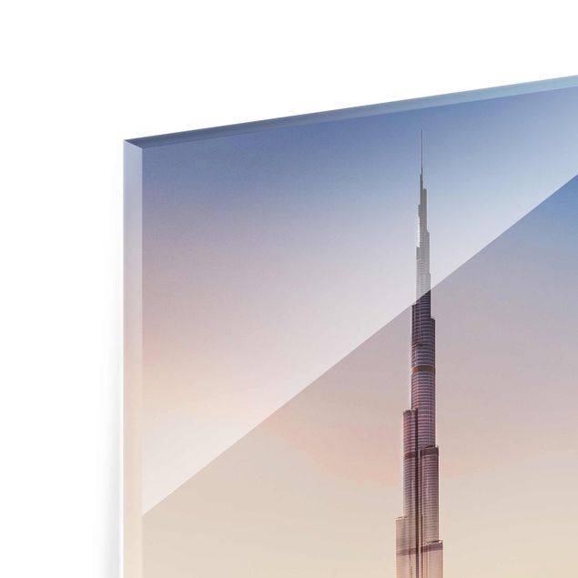 Glas Wandbilder Himmlische Skyline von Dubai