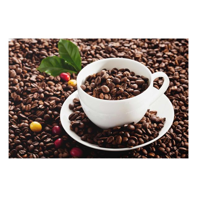 schöne Bilder Kaffeetasse mit gerösteten Kaffeebohnen