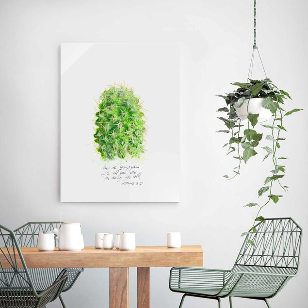 Wandbilder Floral Kaktus mit Bibelvers I