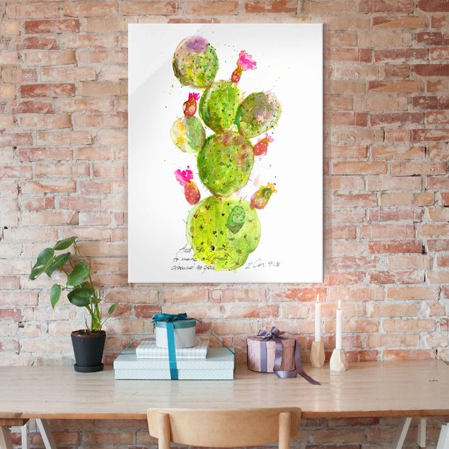 Blumen Glasbilder Kaktus mit Bibelvers III
