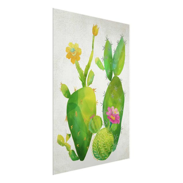 Wandbilder Blumen Kaktusfamilie rosa gelb