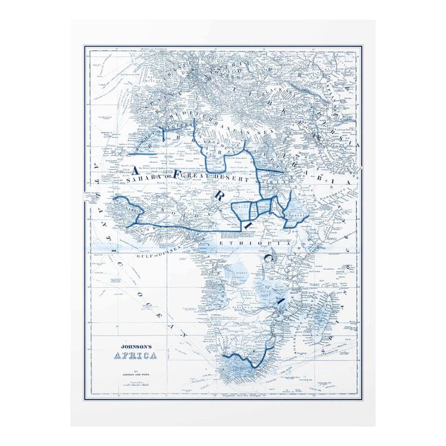 Wandbilder Blau Karte in Blautönen - Afrika