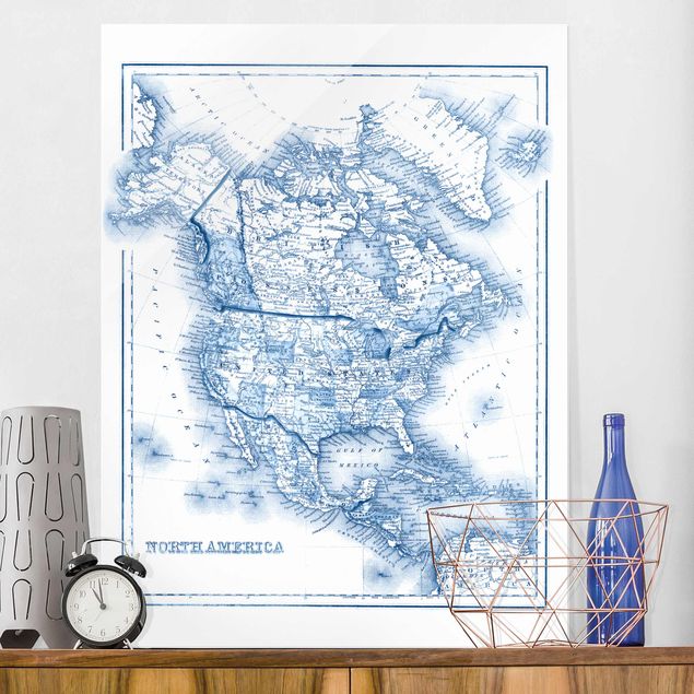 Küche Dekoration Karte in Blautönen - Nordamerika