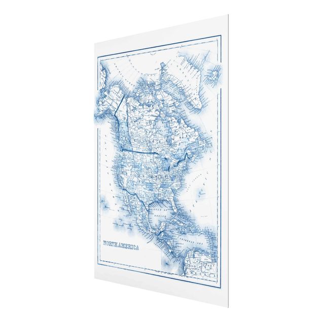 Bilder Karte in Blautönen - Nordamerika