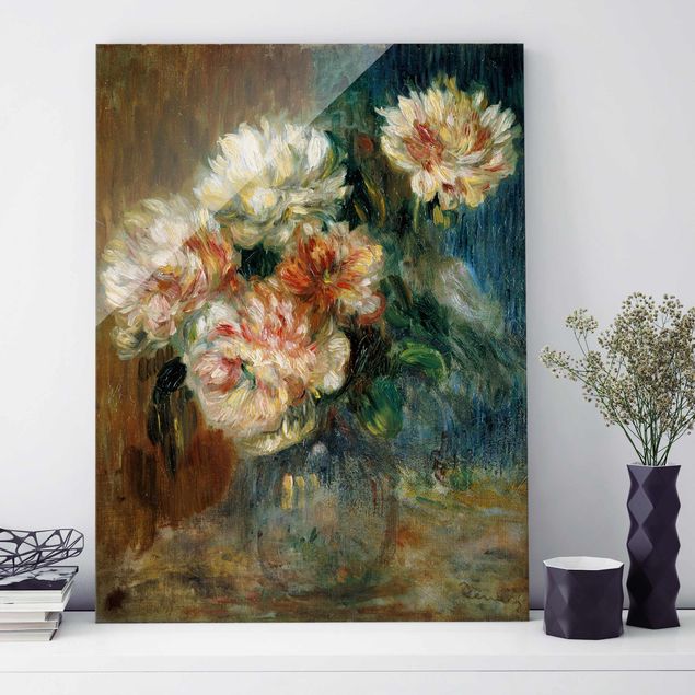 Glasbilder Rose Auguste Renoir - Vase Pfingstrosen