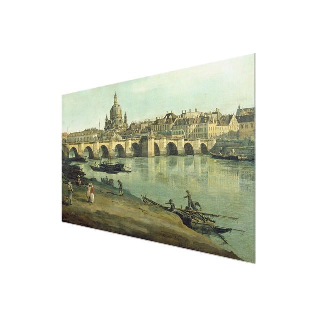 Glasbild Stadt Bernardo Bellotto - Dresden vom rechten Elbufer