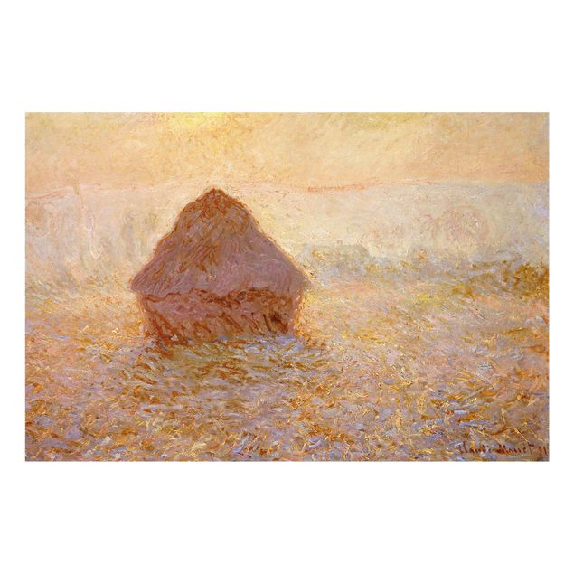 Glasbilder Landschaften Claude Monet - Heuhaufen im Nebel